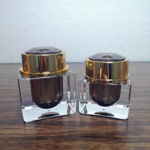 China High quality 15g 30g 50g brown plastic PMMA acrylic glod plating cream jar supplier cosmetic packaging wholesale