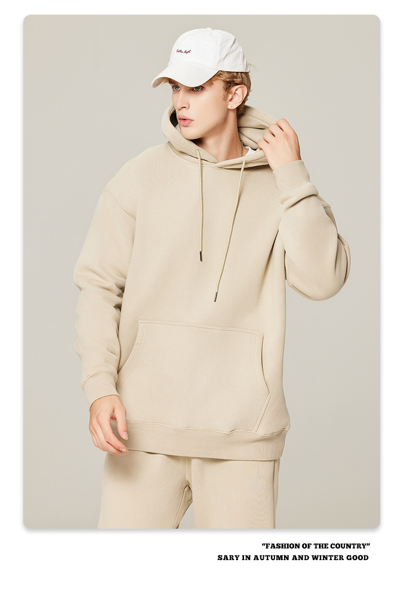 350G-700G Cotton French Terry Fleece Hooded Sweatshirt Men'S Oversized Loose Drop Shoulder