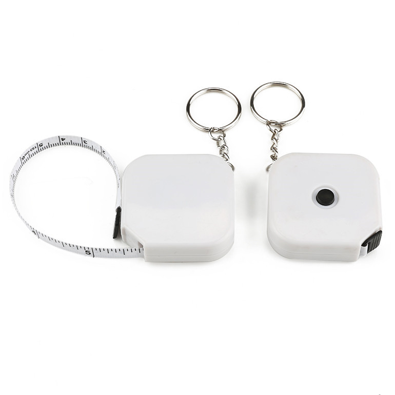Wintape 60 Inch/1.5M Square White Retractable Button Measuring Tape Body Size Measure Tape Measure With Key Ring Design
