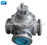 API 598 Carbon Steel Flanged Ball Valve Four Way Bare Stem Ball Valve