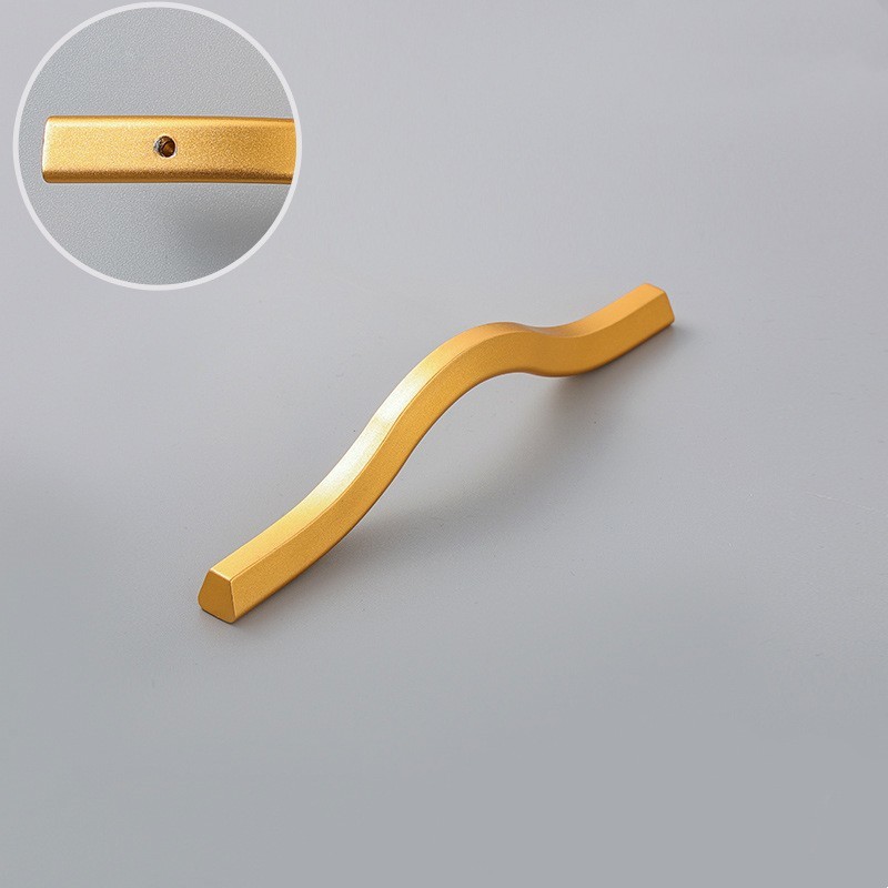 600mm Aluminum Cabinet / Drawer Handles Contemporary Gold Wave
