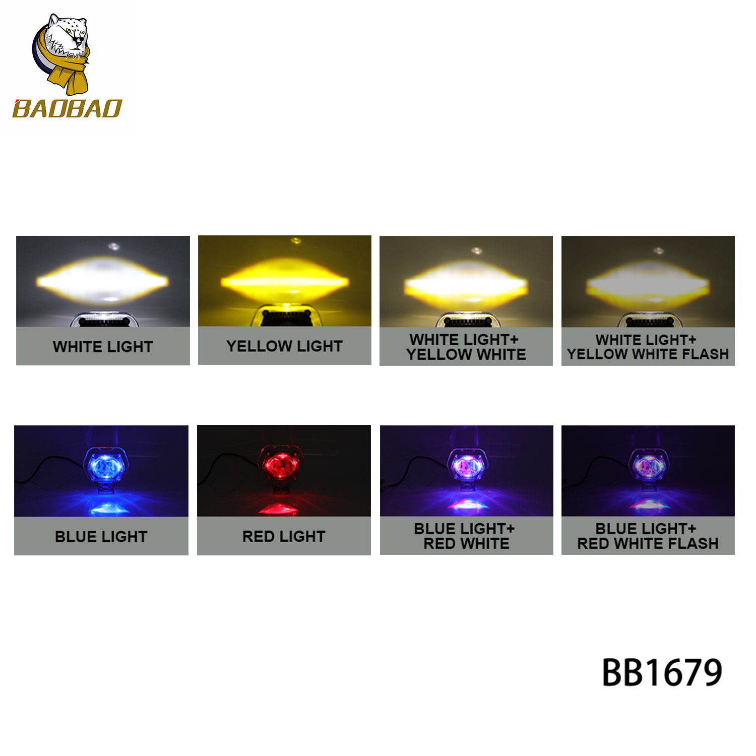 Lucency Casing Mutiple Color Flash Motorcycle LED Spotlight Parts