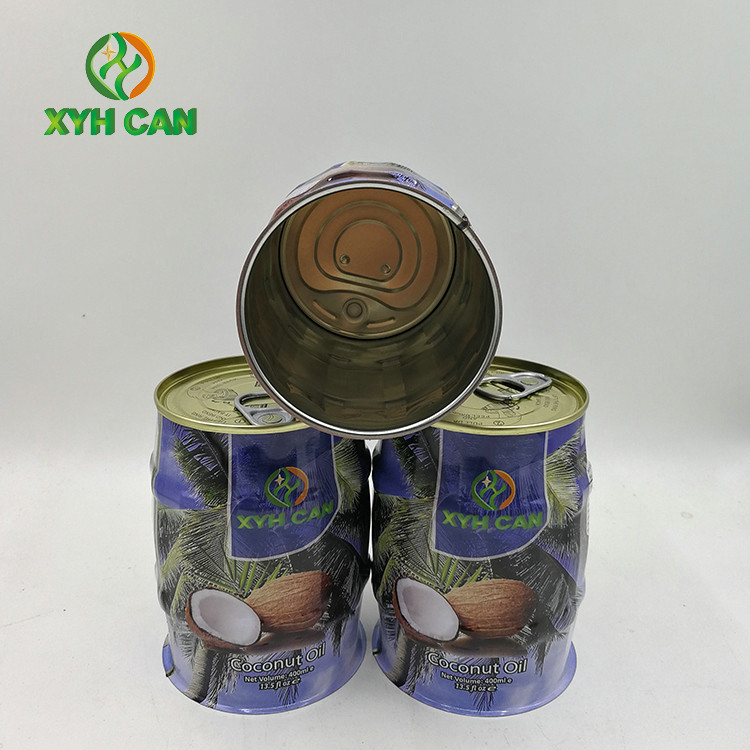 FDA CMYK Printing 400ML Expansion Metal Cans For Coconut Oil packing