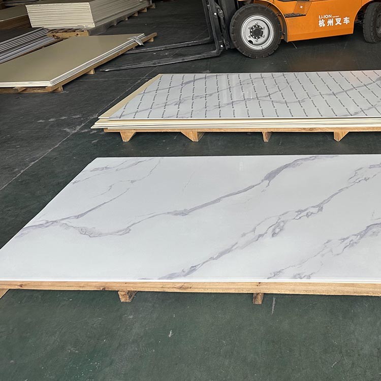 High Glossy Marble Texture WPC Wall Panel Bamboo Charcoal Wood Veneer PVC Marble Sheet