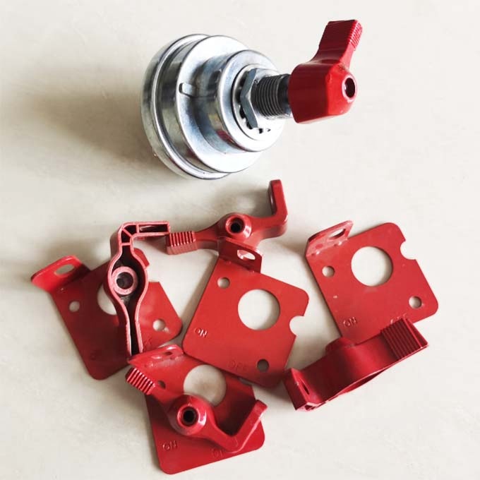 Universal Car A/C SWITCH Battery Master Disconnect Switch Red and Yellow Lockout Lever Kit for Performance Steel Racing