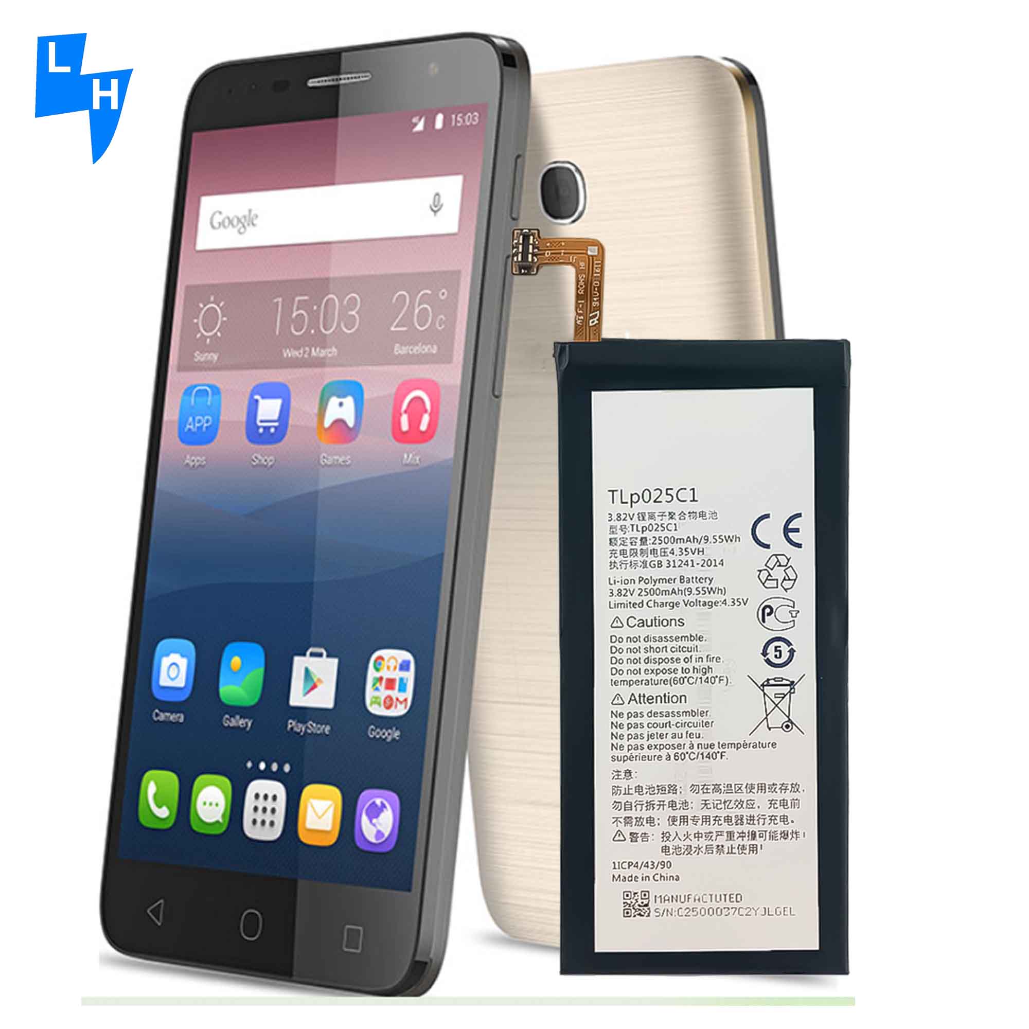 Double IC Protection Mobile Phone Battery For Alcatel TLP025C1 TLP025C2 OT5056 2500mAh