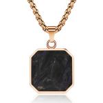 Religious Cross Forged Carbon Fiber Pendant Rose Gold Men Metal Chain Necklace