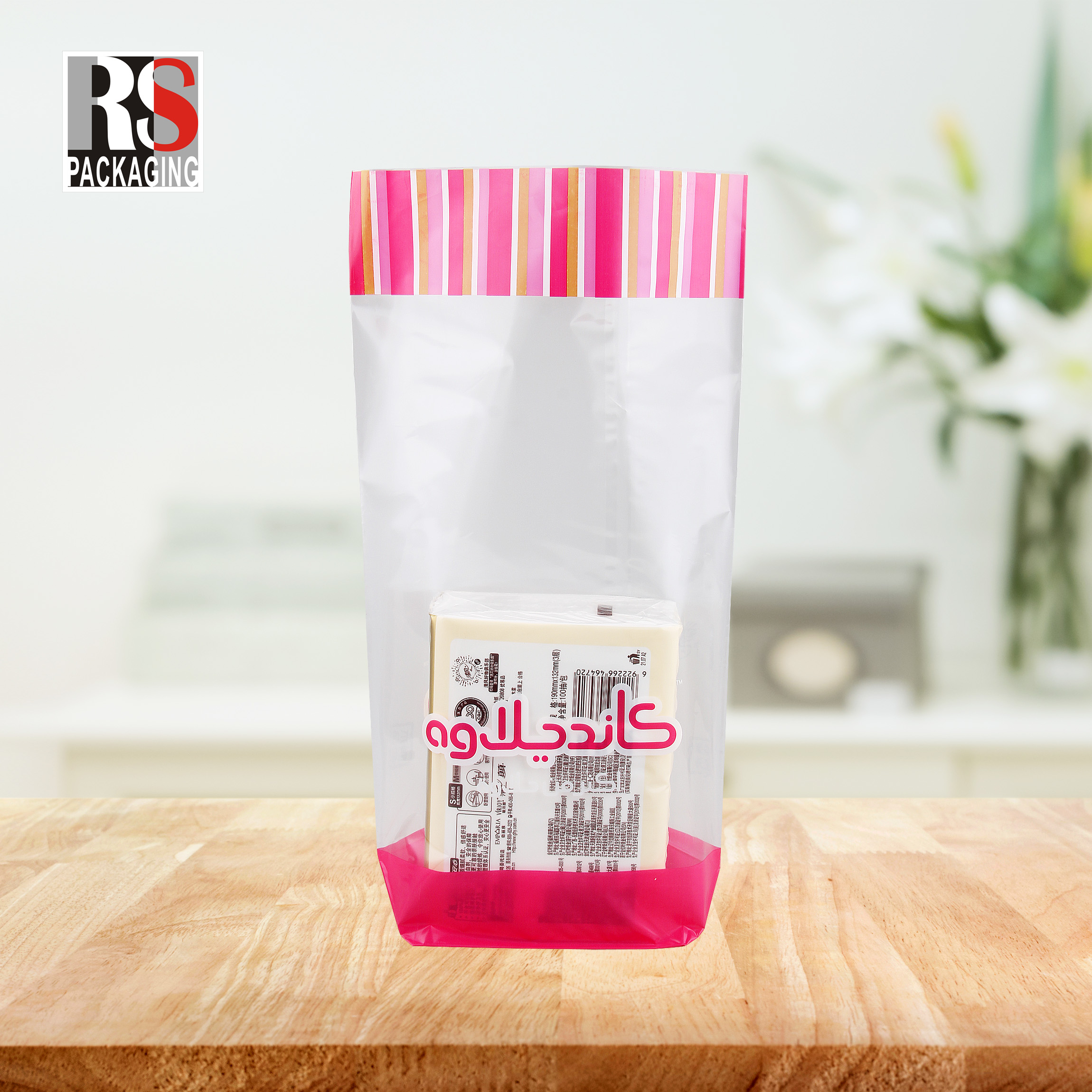 Clear Or Customized Colors Square Bottom Bag With Customized Printed LOGO Twise Handle