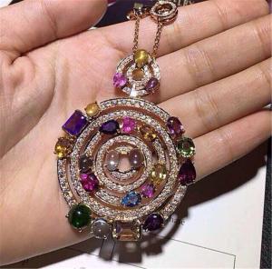 China Luxury jewe factory necklace 18k gold white gold yellow gold rose gold gem diamond necklace wholesale
