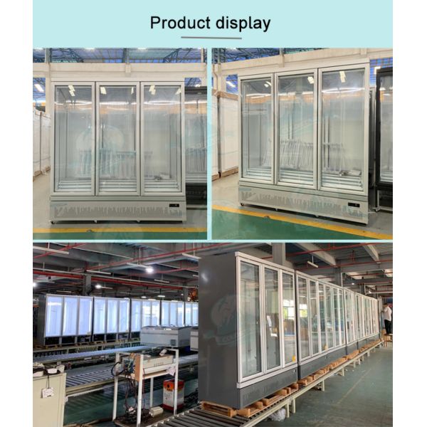 Wholesale commercial supermarket 3 glass doors upright display fridge refrigerator freezers