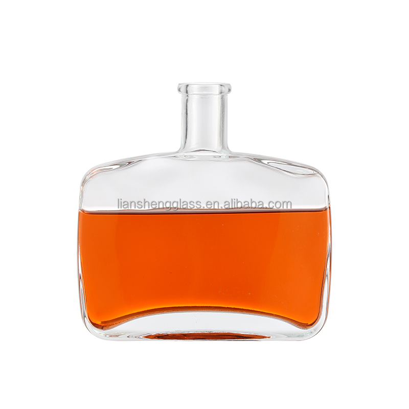 Custom Size Accepted Liquor Square Cube Glass Bottle 200ml 300ml 500ml 750ml with Cap