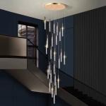 Simple stairwell long crystal column chandelier High ceiling attic residential
