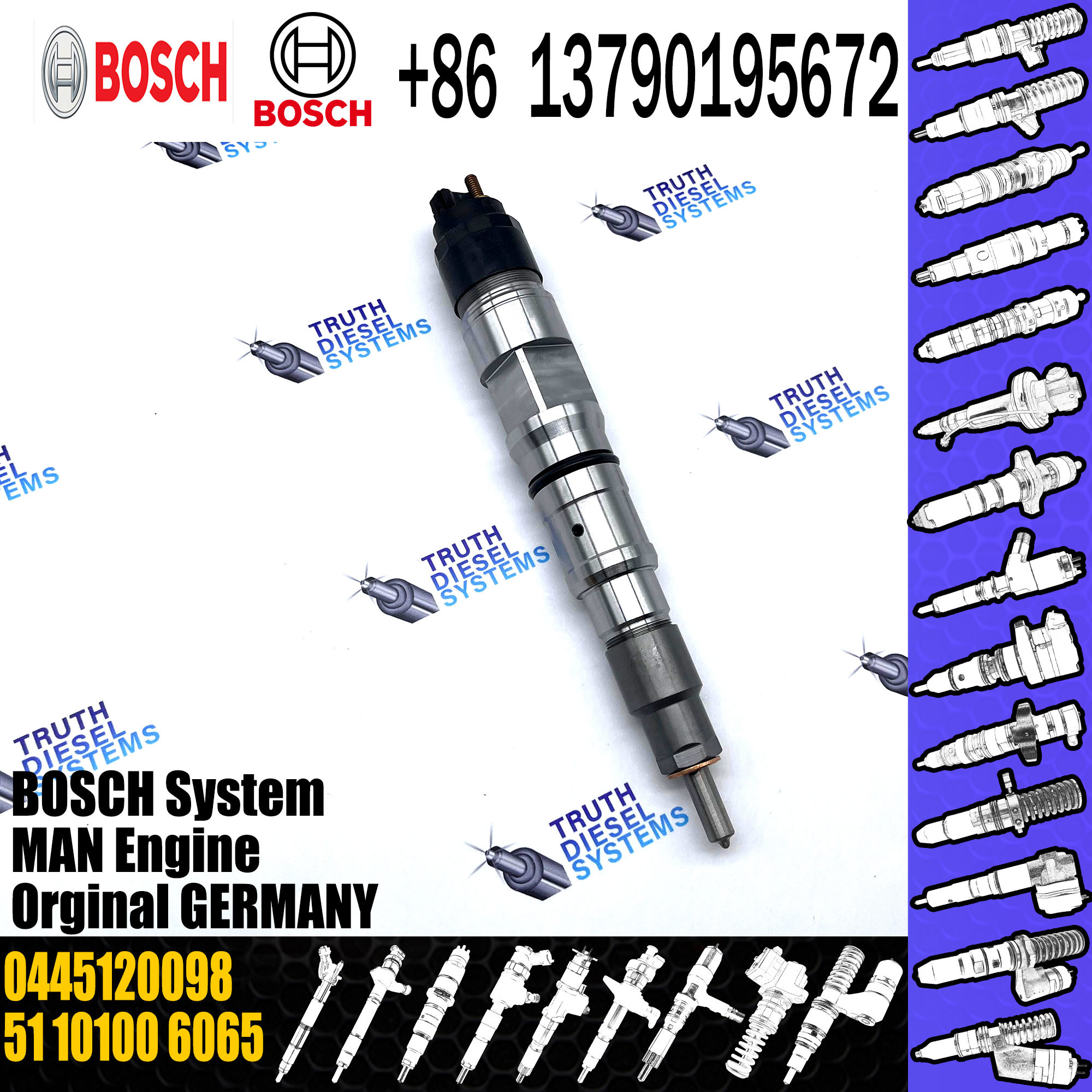 High Quality Common Fuel Injector 0445120098 0445120147 0986435562 For Man Temsa Opalin 6.9 d D0836 LOH52 9