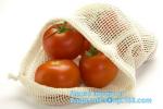 Recycled grocery shopping fruit reusable produce bag organic cotton mesh bag,100