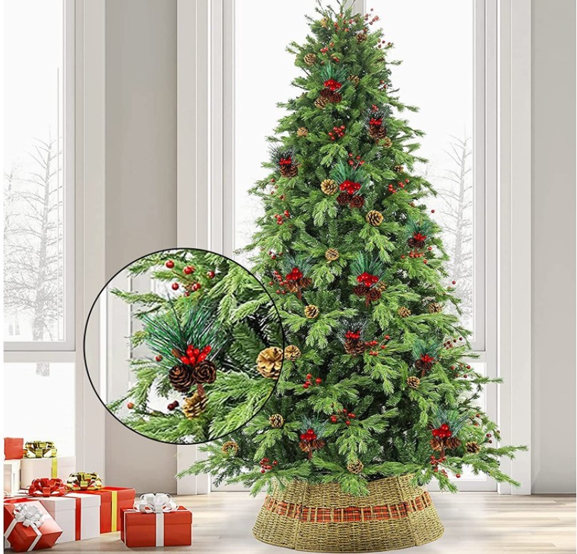 PVC Red Fruit Artificial Pine Needles For Mini Christmas Tree Ornaments