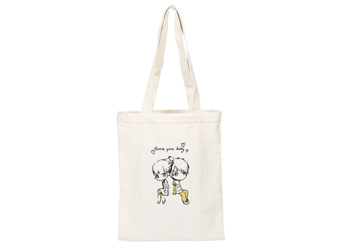 White Eco Canvas Bags With Clear LGO Beautiful Pictures Simple Style