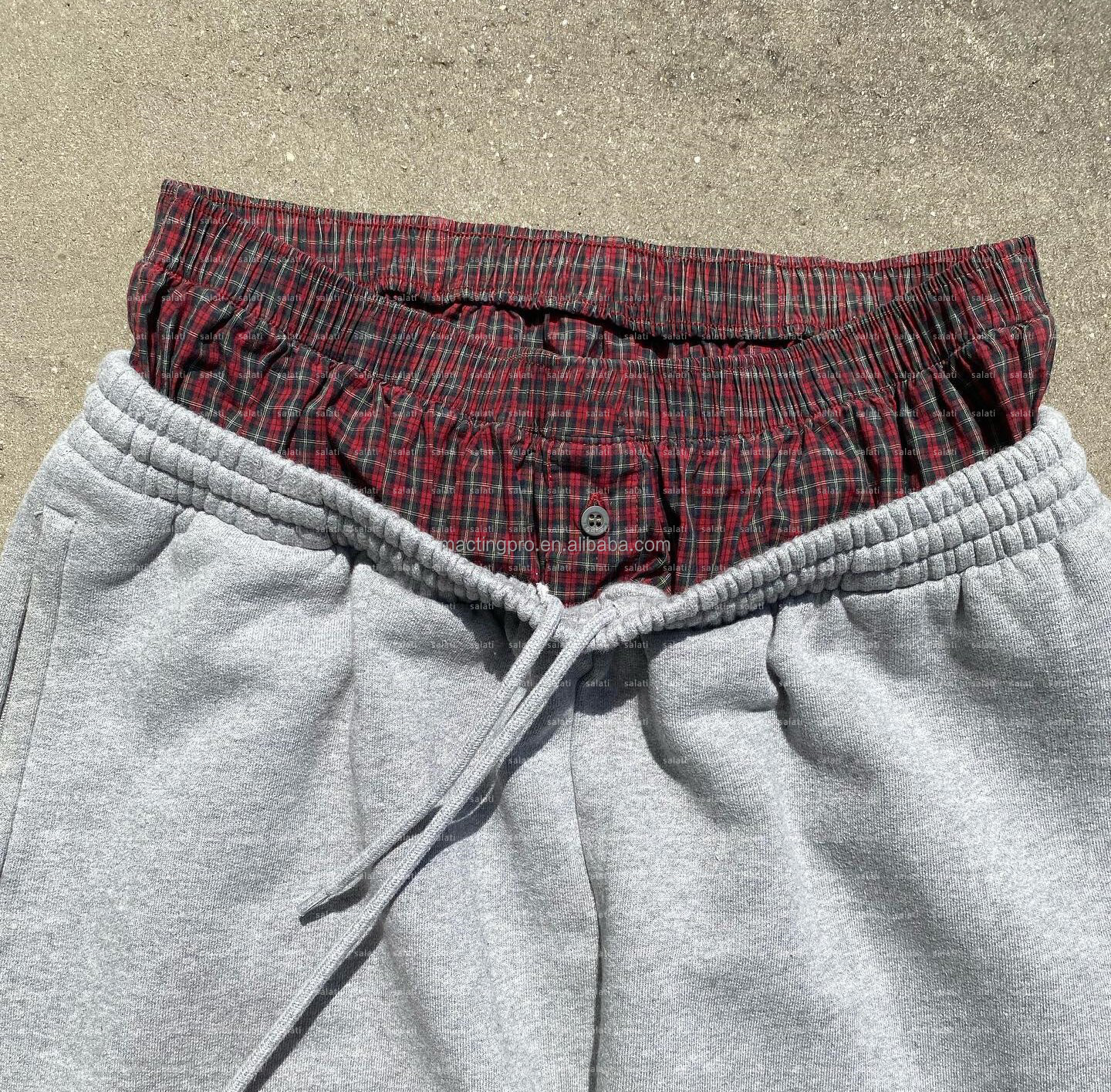 Custom Printed Logo Men's Wide Leg Baggy Sweatpants in French Terry with Double Waist Closure