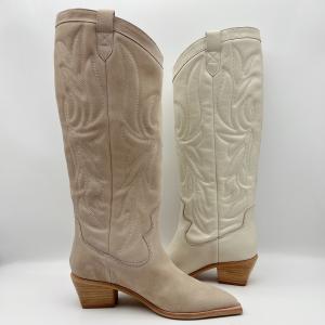 China Comfortable Womens Leather Dress Boots Waterproof Off White wholesale