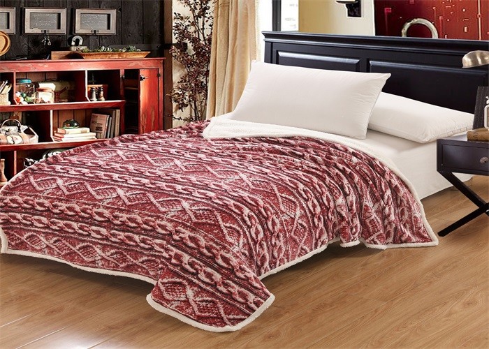 130x170cm 150x200cm Coral Colored Throw Blanket , Burgundy Coral Plush Blanket