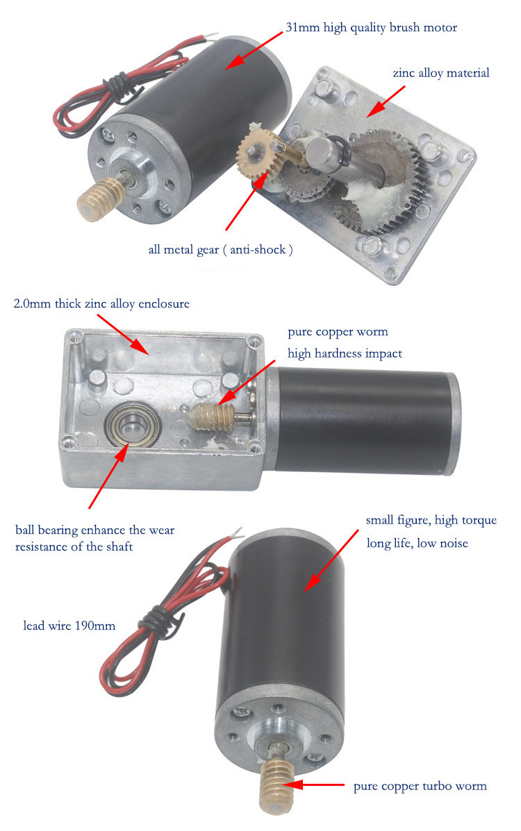 12V Billboard DC Reducer Motor Brush Commutated With Fixing Bracket
