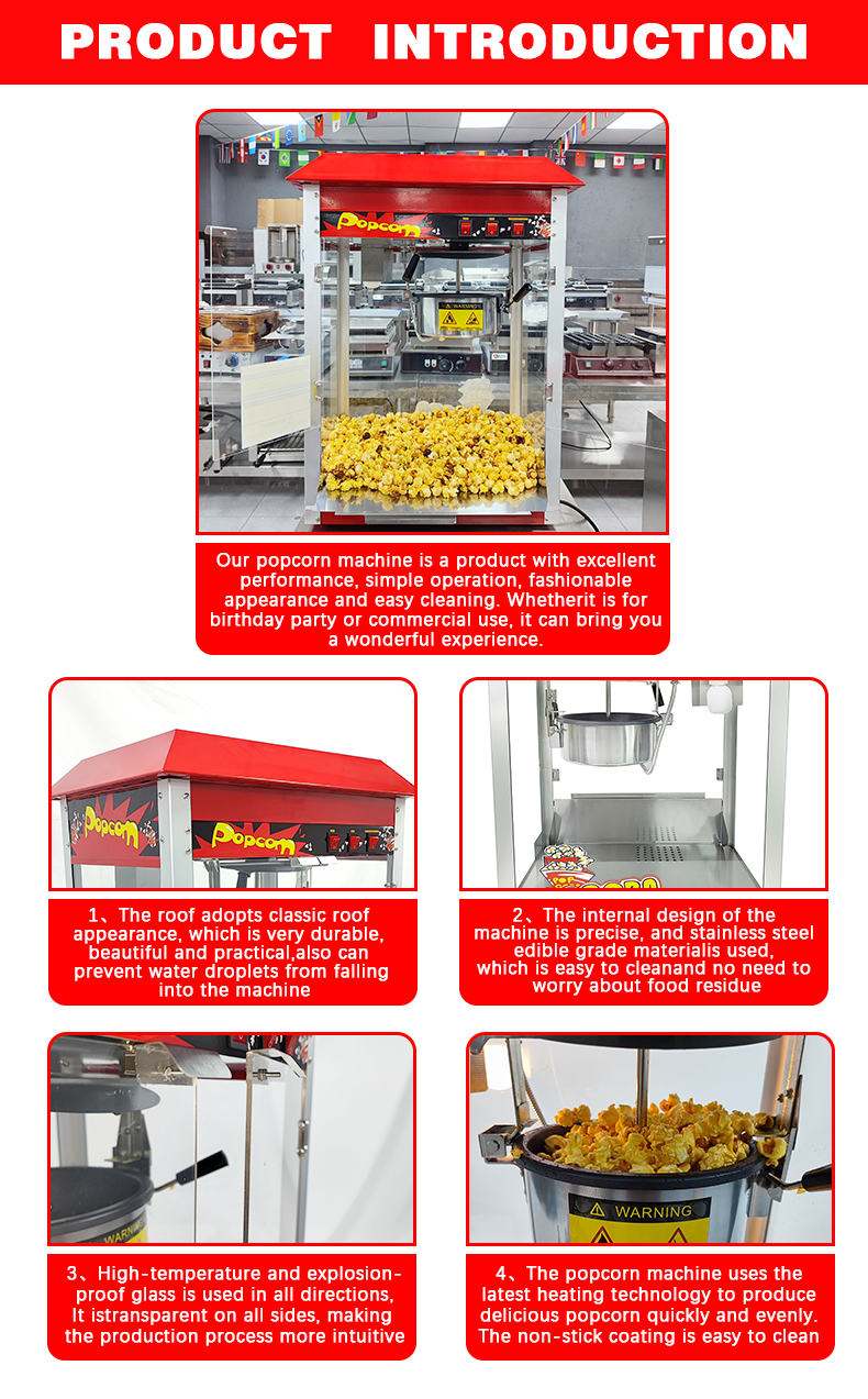 Electric Commercial Popcorn Maker With Cart For And Red Color