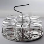 Revolving Kitchen Corner Storage Basket Double Tier Standing Iron Holder