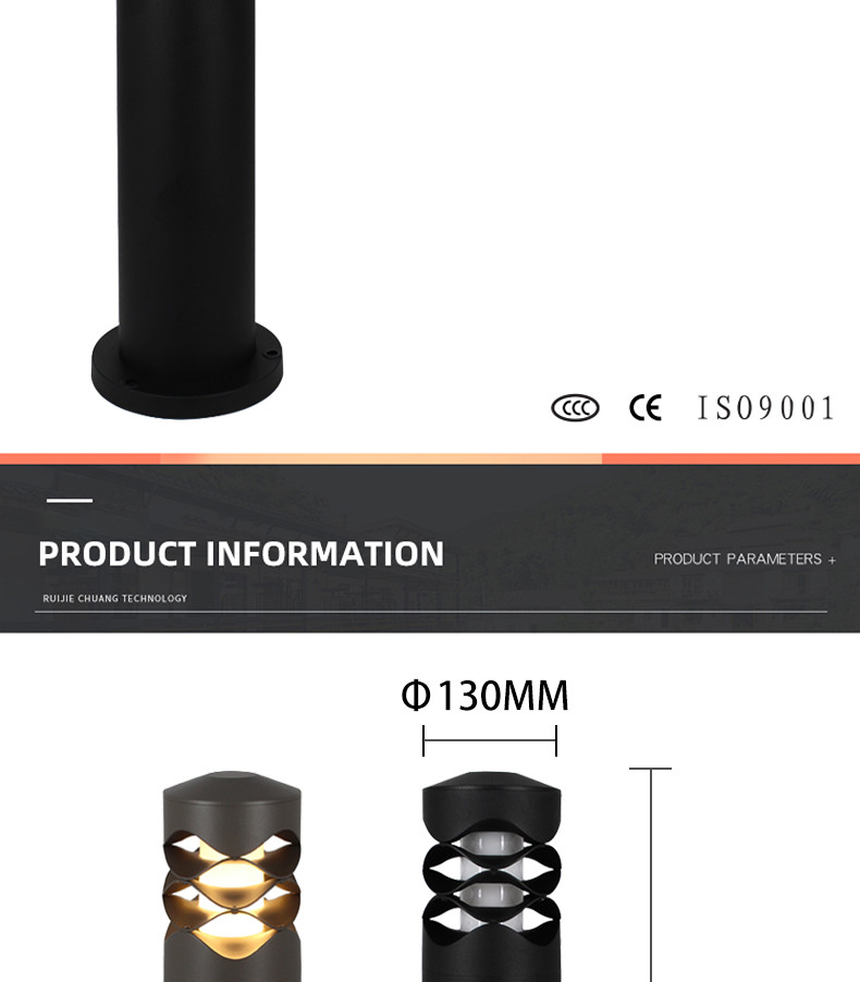 LED Lawn lamp Aluminum+Acrylic 130*130*600MM E27