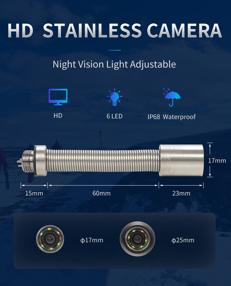 10M Plumbing Pipe Inspection System 17MM Camera Head 4.3 Inch LCD
