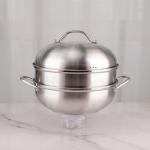 Double Food Steamer Set 28cm Stainless Steel Non Stick For Cooking