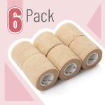 Self Adhesive Bandage Wrap, 6 Pack, Skin Colored, 2“ x 5 Yards, Cohesive