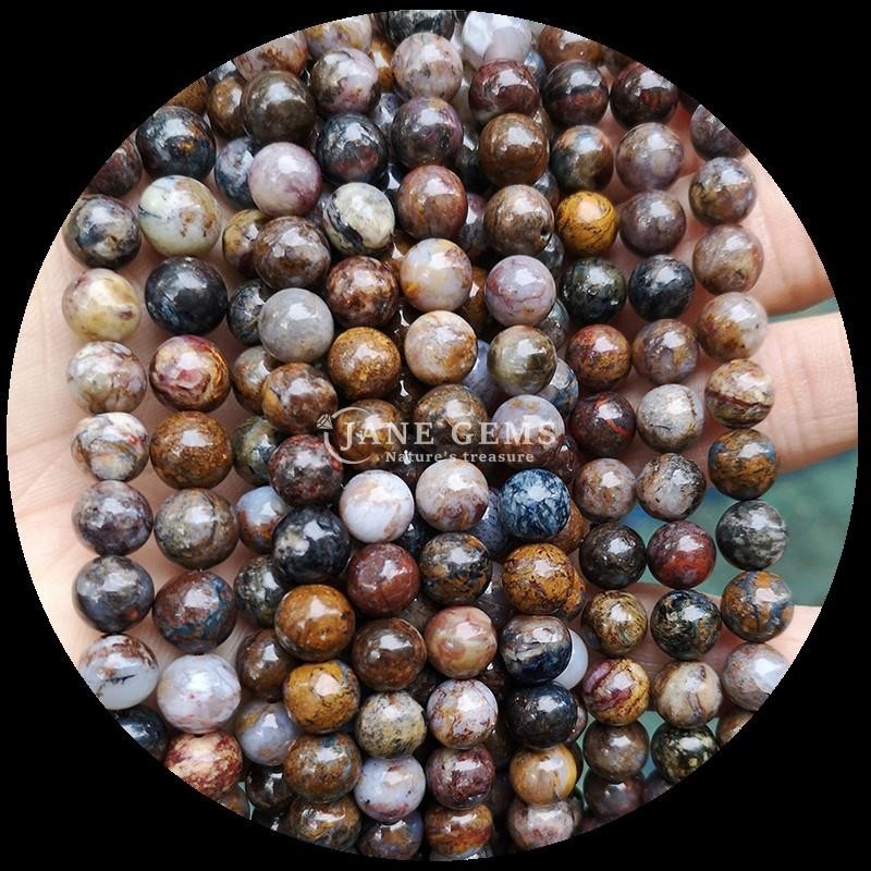 Polished Round Gemstone DIY Beads Lapis Lazuli Malachite Tourmaline Loose Strands for Jewelry Making