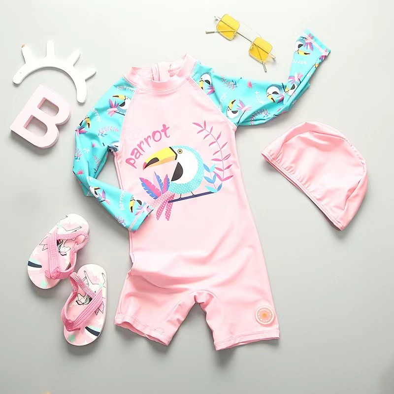 UPF50+ Children'S Triangle Swimsuit Fashion Simple Sling Girls' Swimsuit Swimming Cap