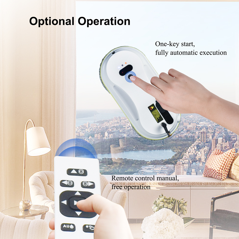 App-Controlled Portable Cordless Glass Cleaning Robot for Window Washing in Household