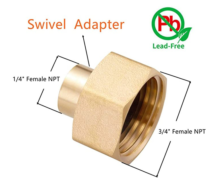 Brass Threaded Hose Connector , 1/4" NPT To 3/4 Inch Female GHT Garden Hose Pipe Fitting