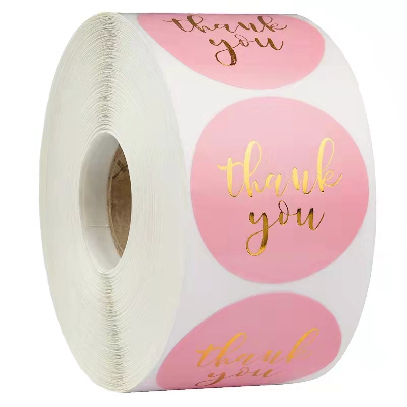 Rose Gold Round Self Adhesive Labels Round Logo Waterproof