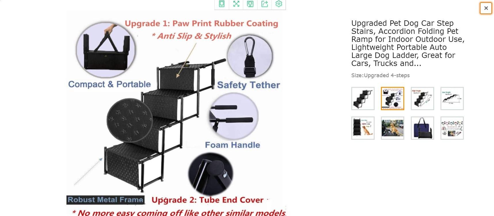 62*47*40cm Foldable Long Dog Ladder Pet Dog 3 Step Stairs For Small Dog Cat