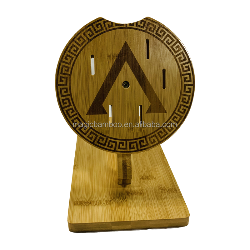 Bamboo Wood Kitchen Soldier Shield Shape Knife Holder Knife Block Holds 6 Knives
