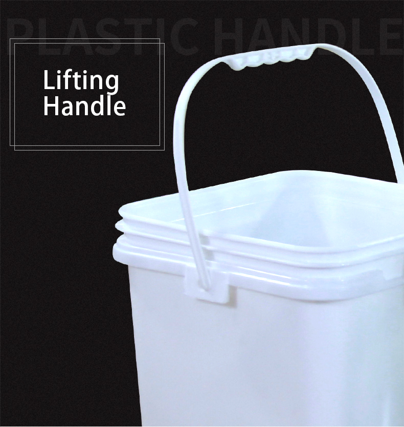 Customized Printing Injection Moulding Square Plastic Bucket With Lid White Logo Design