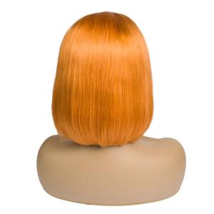 China Orange Color 13X6 Transparent Lace Front Human Hair Wigs Straight Brazilian Short Bob Ombre Frontal Wig Black Woma wholesale