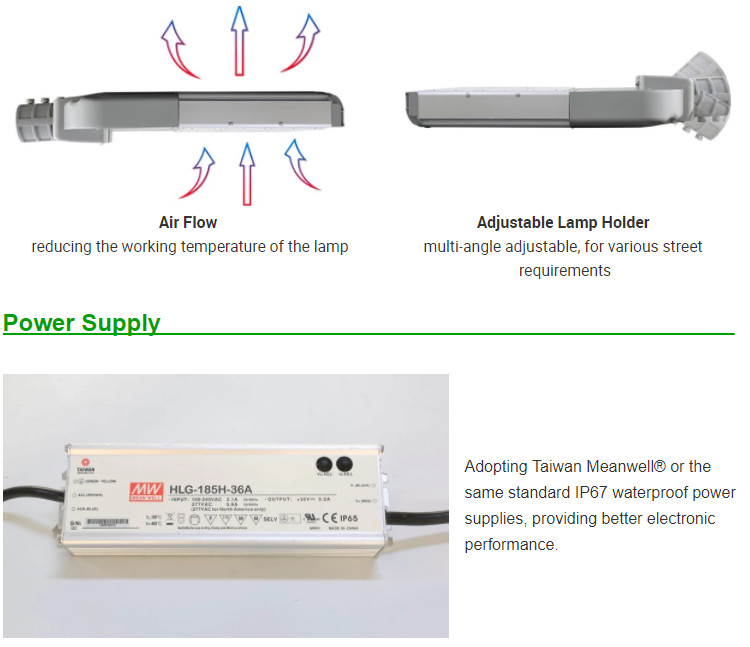 Outdoor High Power LED Street Light Ip65 Die Casting Aluminum Shell Elegant Design