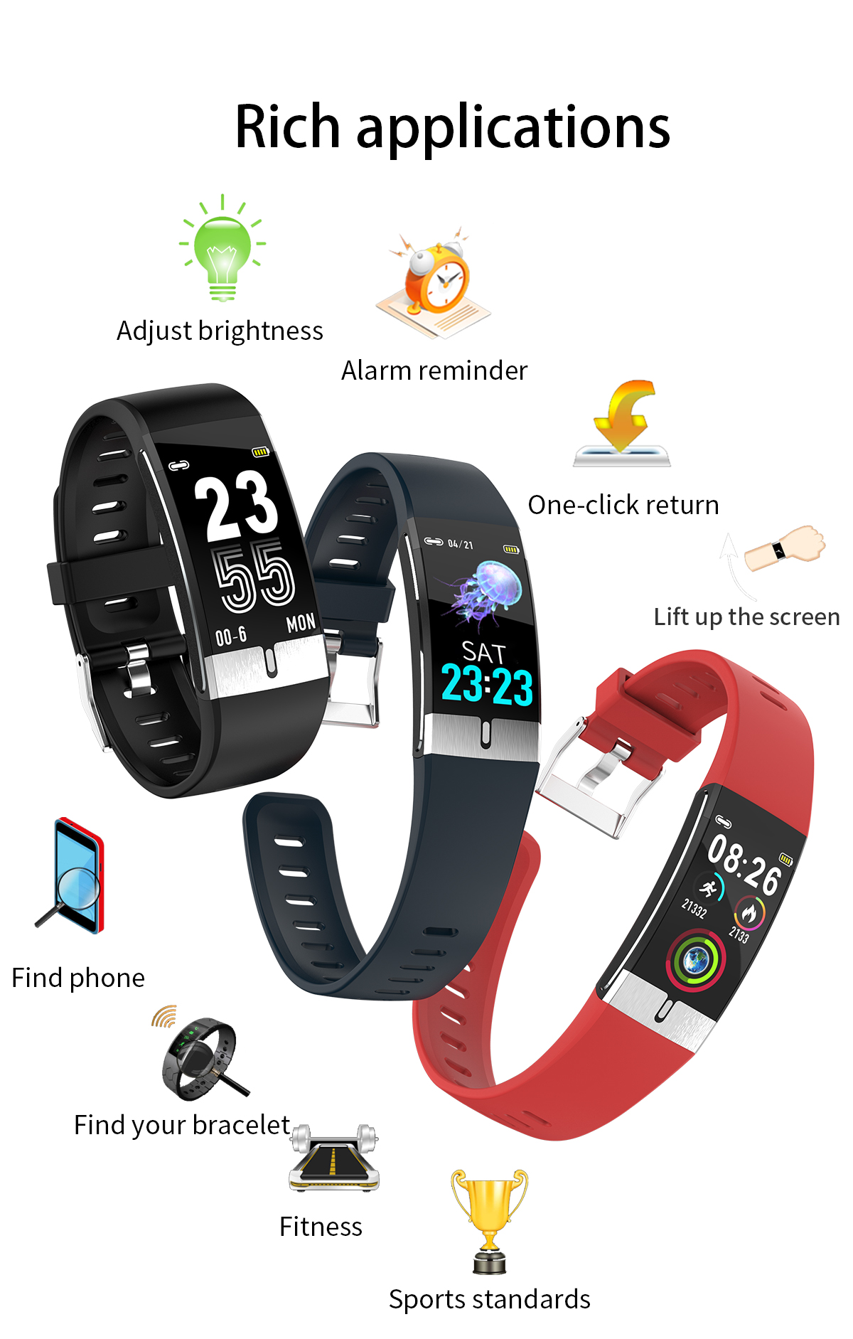 HL66 Smart watch IP68 Heart Rate Wristband For Couples USB Plug Play Charging