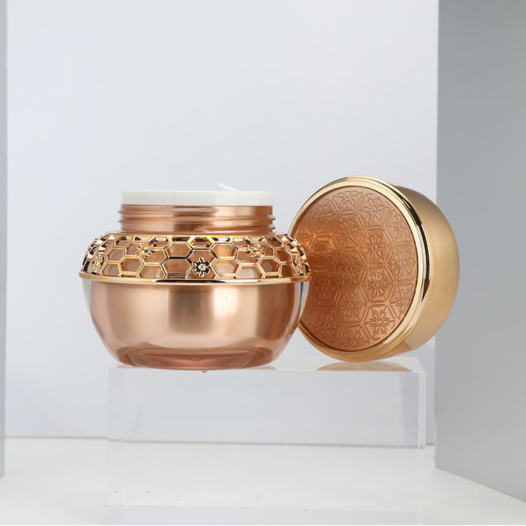 Gold Luxury Acrylic Cosmetic Beauty Packaging Bottles / Jar 30ml 1oz