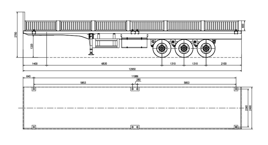 Truck Trailer 3 Axle 40-60 tons 13000mm length curtain side wall cargo semi trailer
