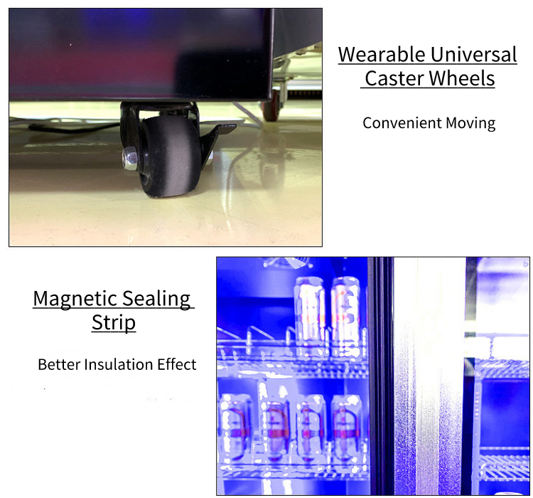 220V-240V Vertical Display Fridge , Multicolor LED Upright Glass Door Chiller