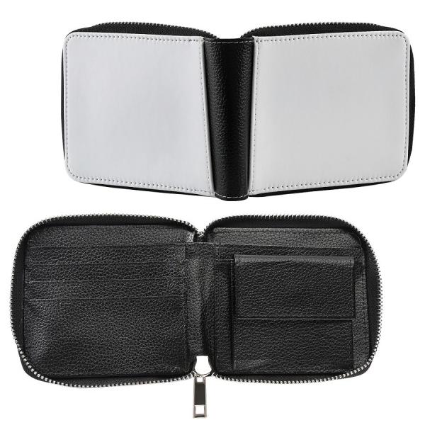 Sublimation Blanks Leather Sublimation Zippered Compact Wallet With Card Slots