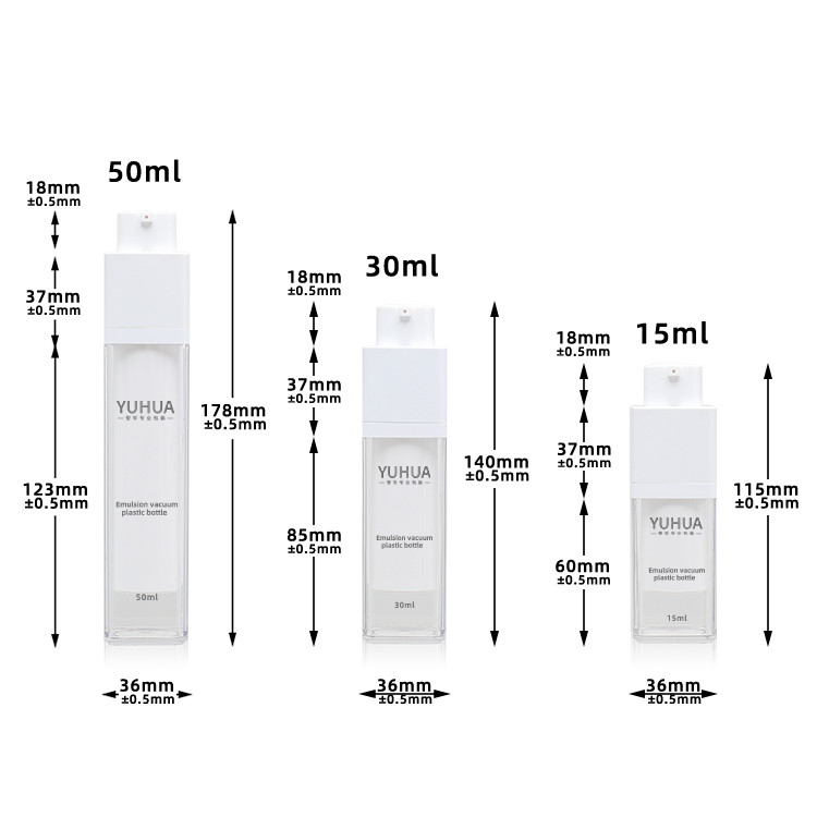 Liquid Foundation Dispenser PET Plastic Bottle Transparent Double Wall 15ml 30ml 50ml
