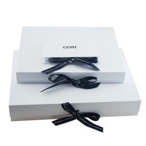 China OEM ODM Black Ribbon White Foldable Paper Box For Wedding Dress wholesale