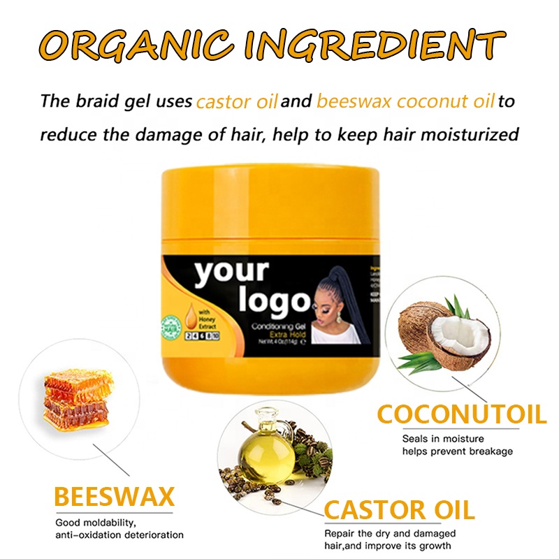 4oz Herbal Hair Styling Gel Wax for Braid Edge Control Unisex Private Label Products