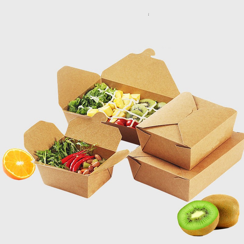 Customized Printing Biodegradable Matt Lamination Paper Salad Bowl Box With Lid