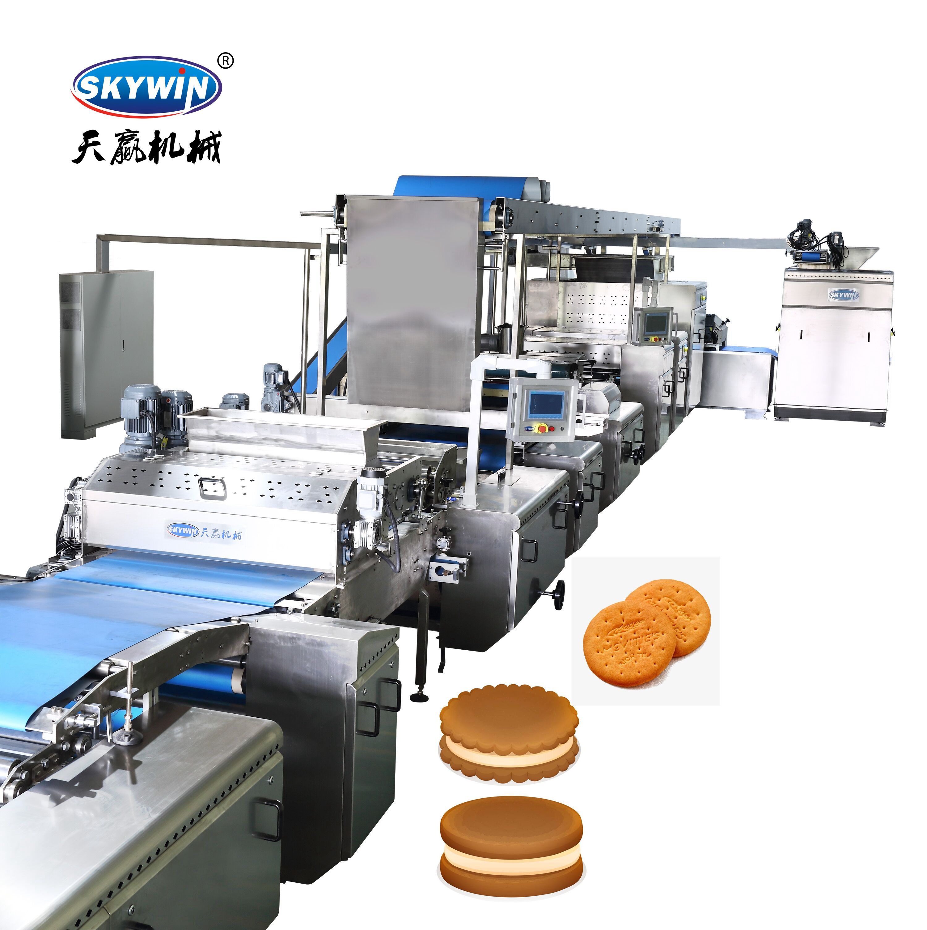 High Productivity 100~1500kgs/H Automatic Biscuit Production Line